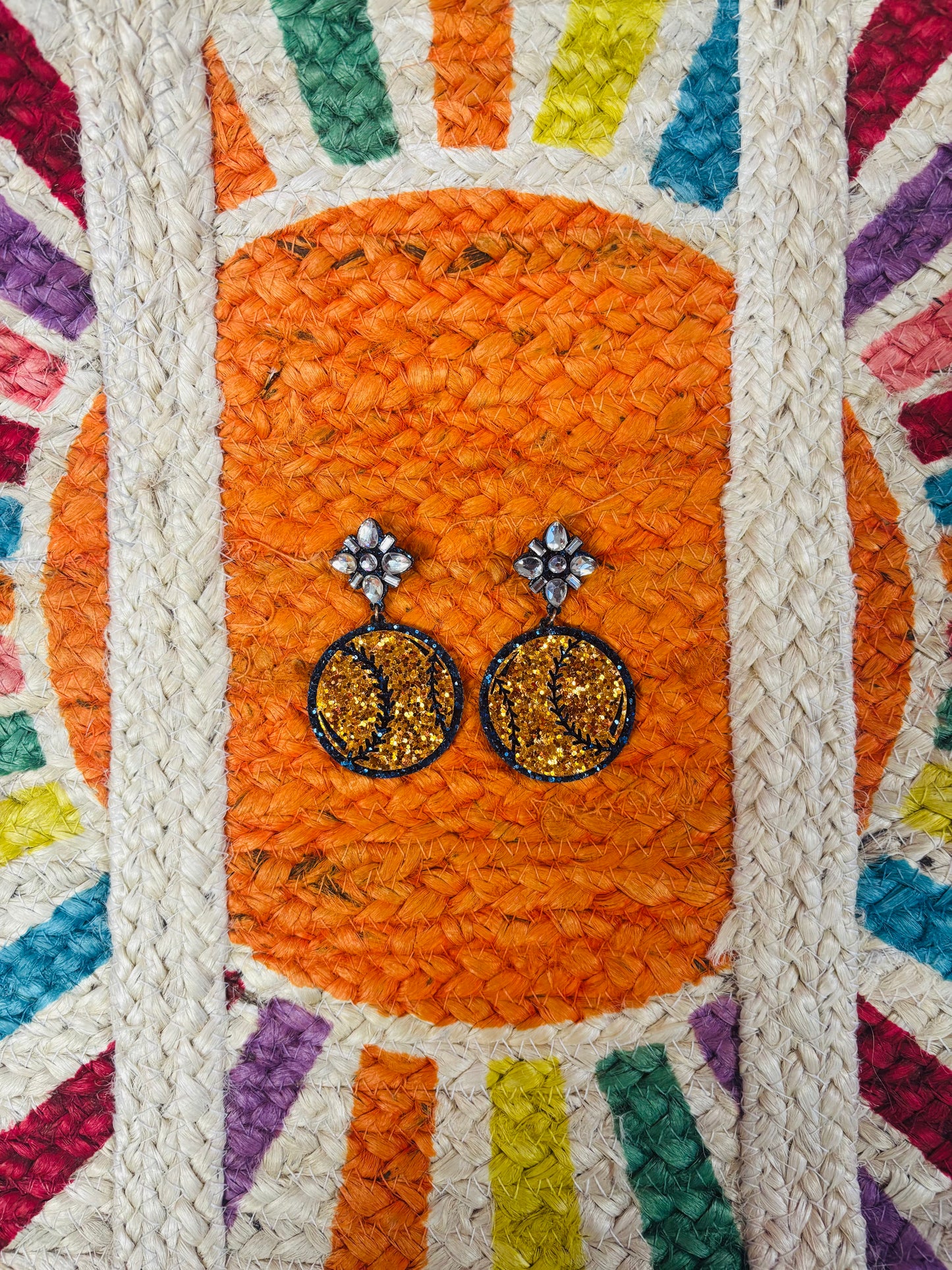Basketball Glitter and Gem Earrings