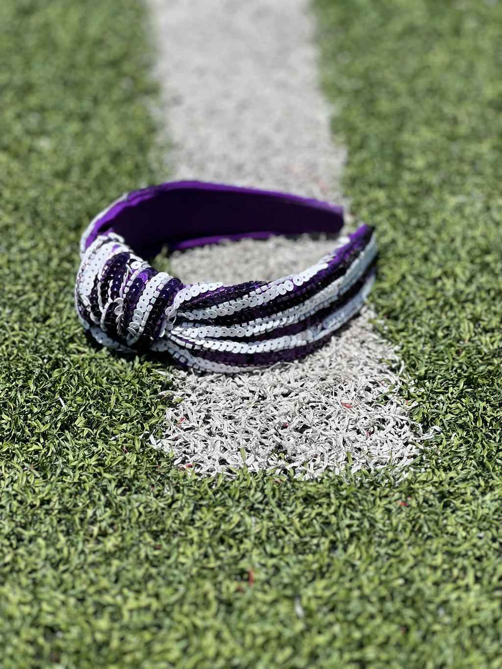 Purple & White Sequin & Bead Headband
