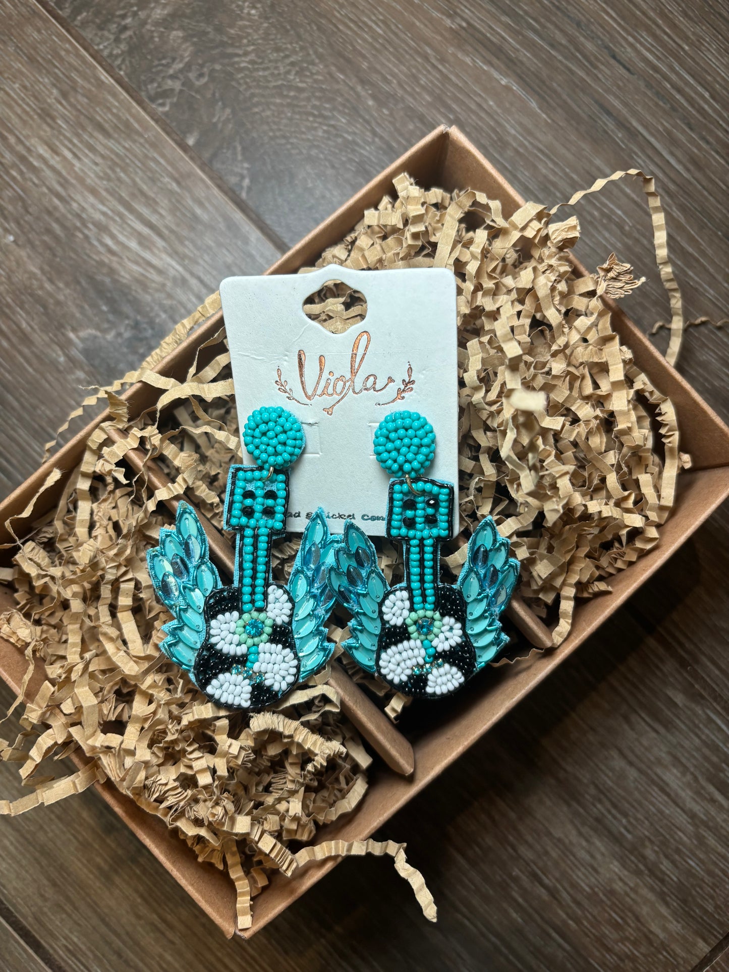 Turquoise Guitar & Angel Wing Earrings