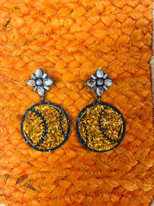 Basketball Glitter and Gem Earrings