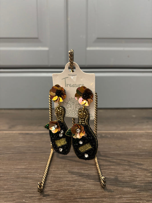 Black and Gold Bottle Earrings