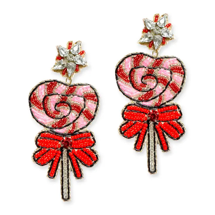 Heart Shaped Candy Lollipop Earrings
