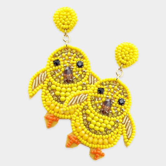 zzz Seed Bead Chick Earrings