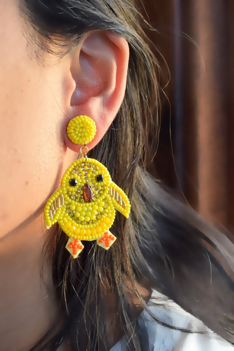 zzz Seed Bead Chick Earrings
