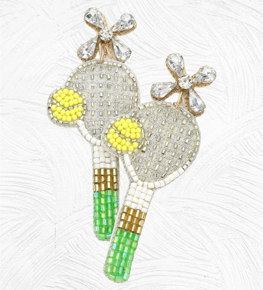 3. Tennis Racket Bling & Bead Earrings
