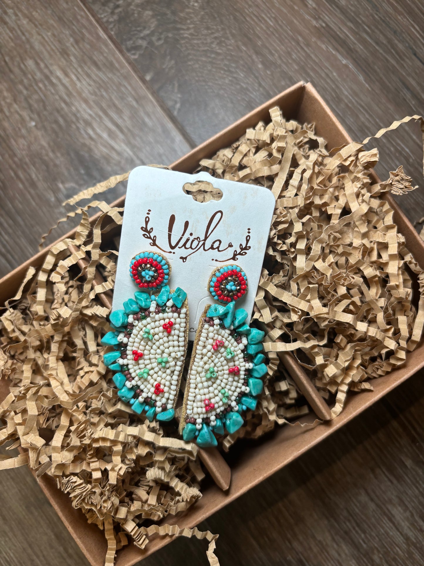 Turquoise Bead & Stone Earrings