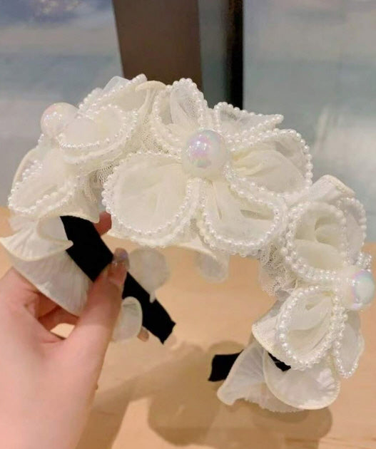 Pearl & Floral Mesh Headband