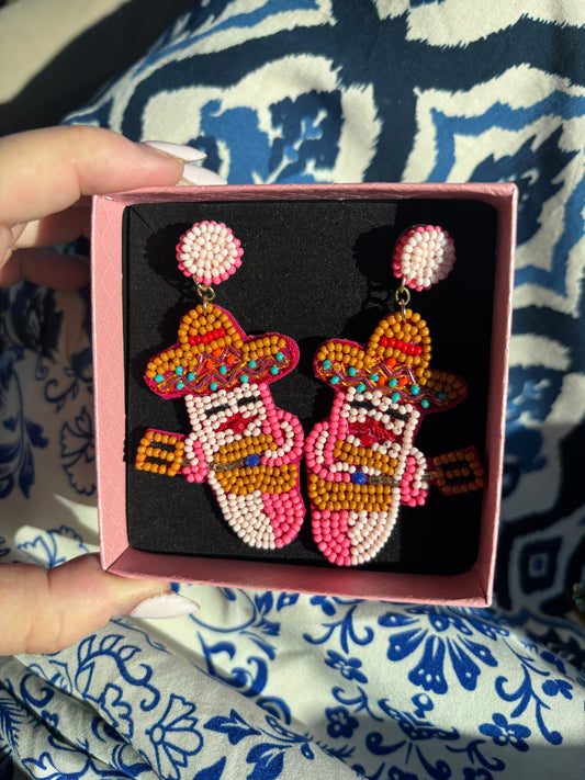 Pink Pepper Seed Bead Earrings