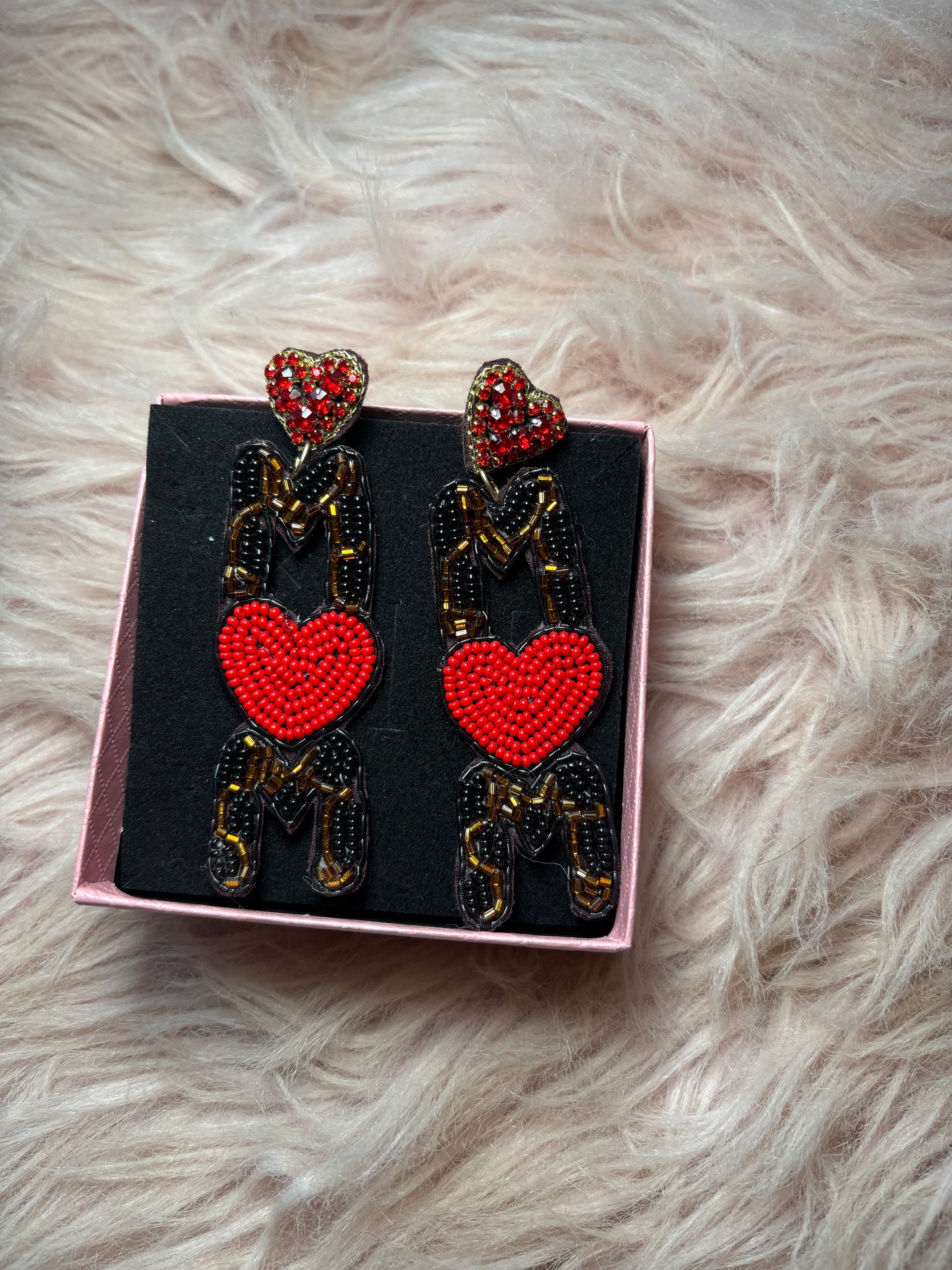 MOM Leopard Heart Earrings