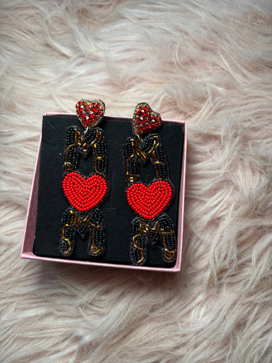MOM Leopard Heart Earrings