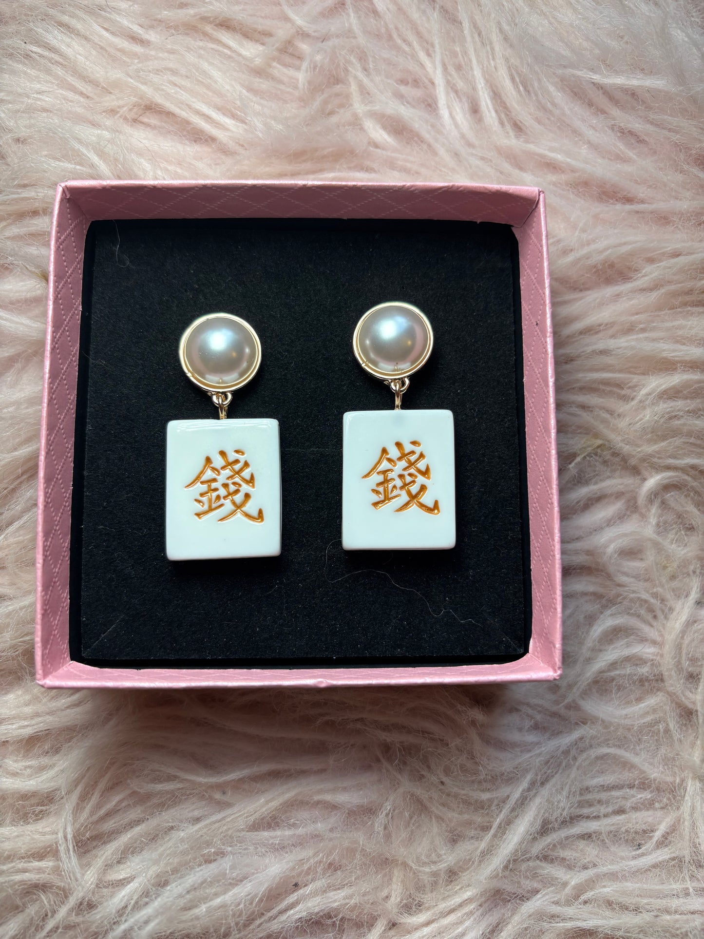 Mahjong Tile Money earrings