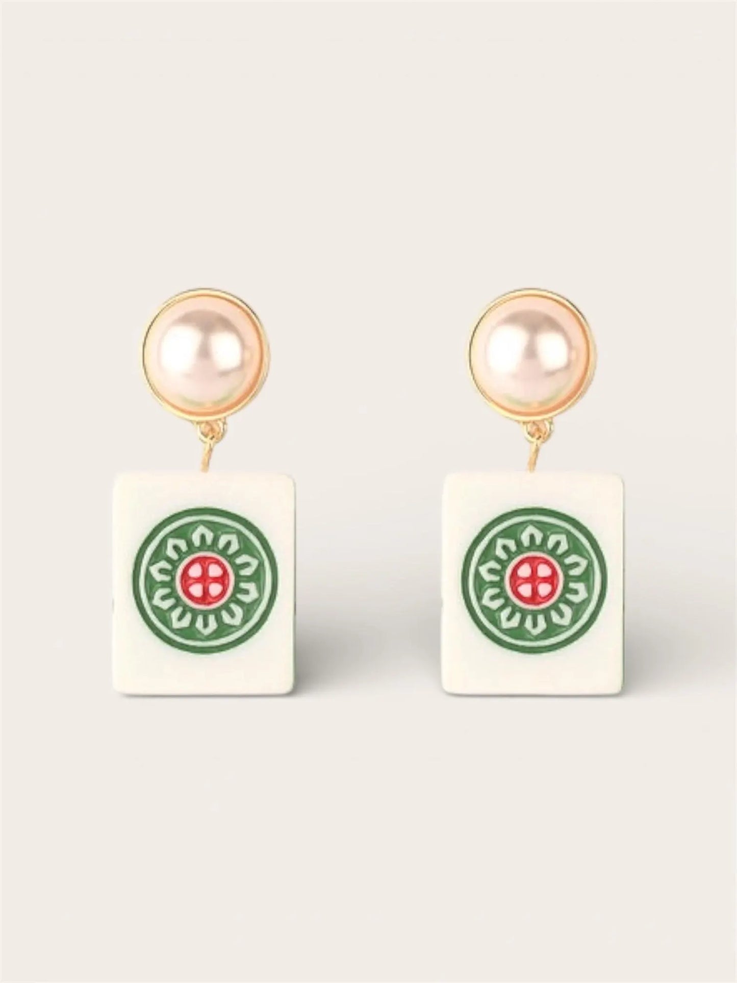 Mahjong Tile Drop Earrings