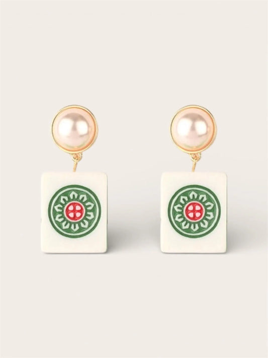 Mahjong Tile Drop Earrings